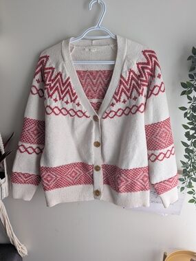 Maurices Cream Cardigan With Red Design